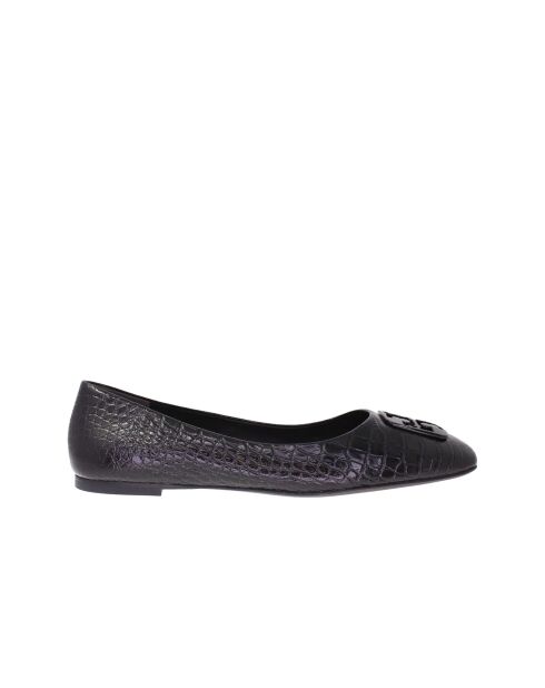 Ballerines en Cuir Géorgie croco noires
