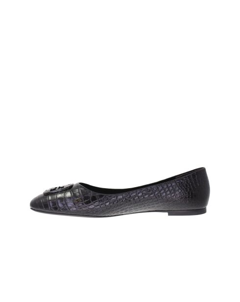 Ballerines en Cuir Géorgie croco noires