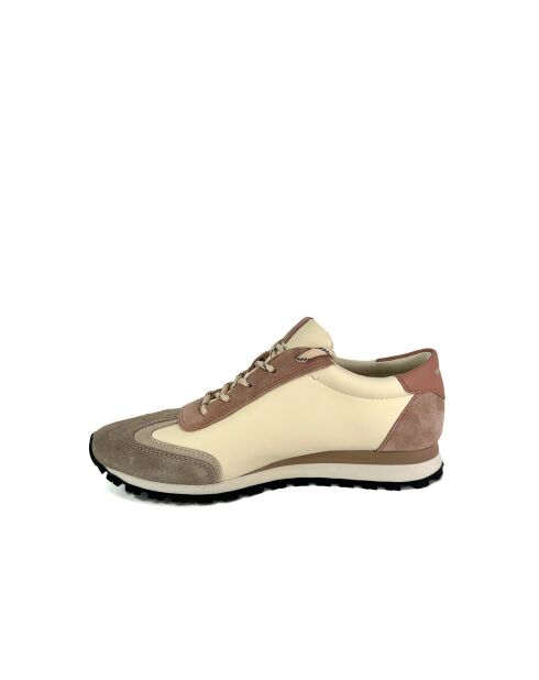 Vintage crèmegrijze/taupe/roze nylon sneakers