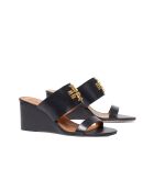 Sandales compensées en Cuir Everly 65 mm noir/doré