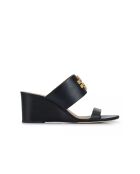 Sandales compensées en Cuir Everly 65 mm noir/doré