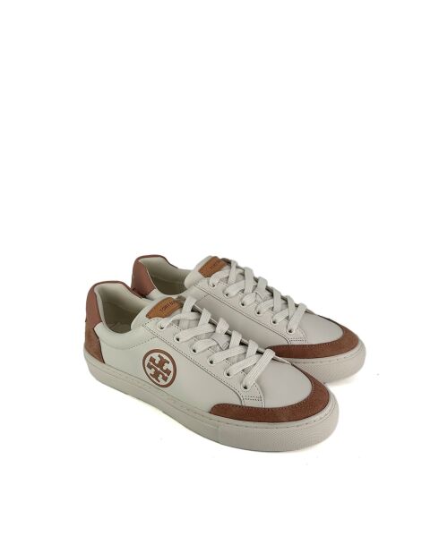 Baskets en Cuir blocs de couleur marron/blanc