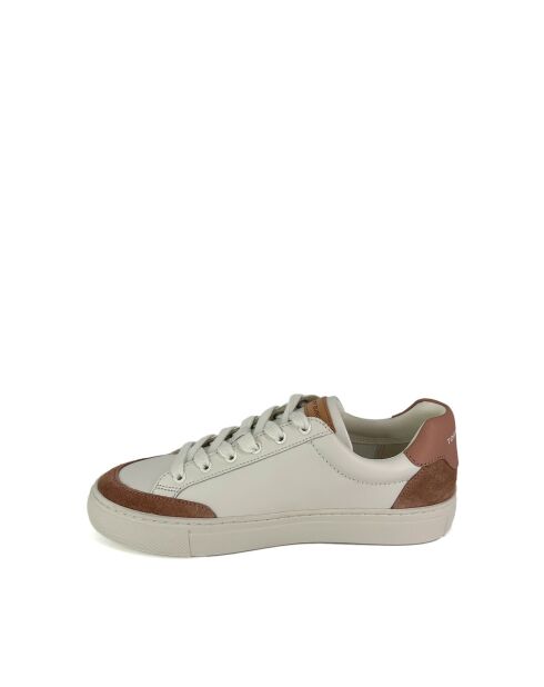 Baskets en Cuir blocs de couleur marron/blanc