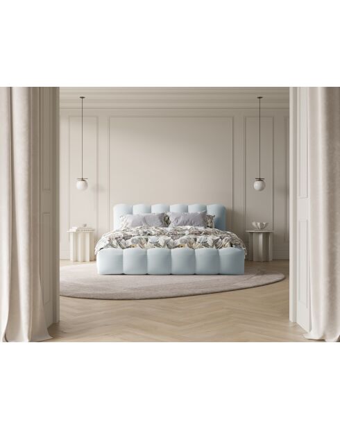 Cama tipo baúl de terciopelo con cabecera Cameron gris - 226x166x95 cm