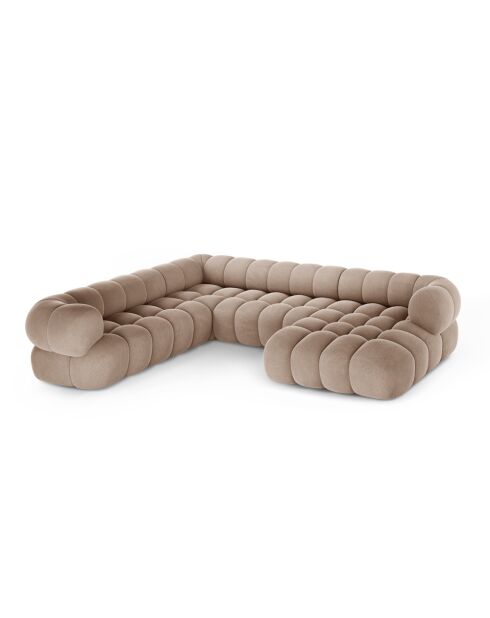 Maurice Modulares rechtes Panorama-Ecksofa aus dunkelbeigem Samt - 335x245x70 cm