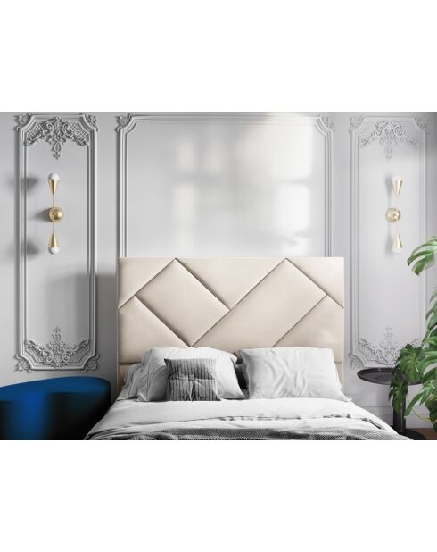 Cabecero Alpilles de terciopelo beige claro - 160x8x120 cm