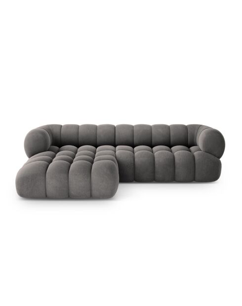 Maurice graues modulares rechtes Ecksofa aus Samt - 270x165x70 cm