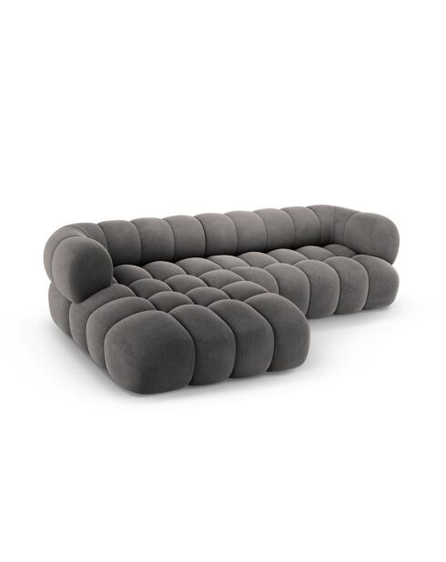 Maurice graues modulares rechtes Ecksofa aus Samt - 270x165x70 cm
