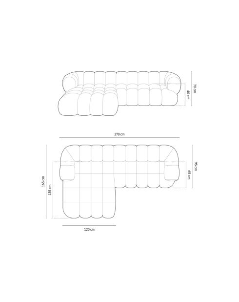 Maurice graues modulares rechtes Ecksofa aus Samt - 270x165x70 cm