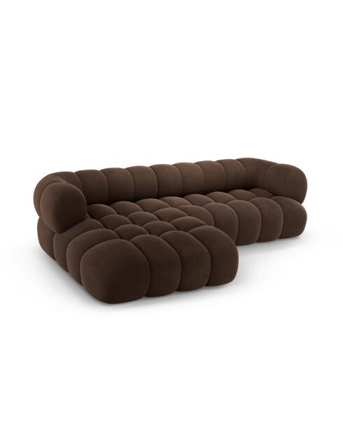 Sofá modular de terciopelo derecho Maurice chocolate - 270x165x70 cm