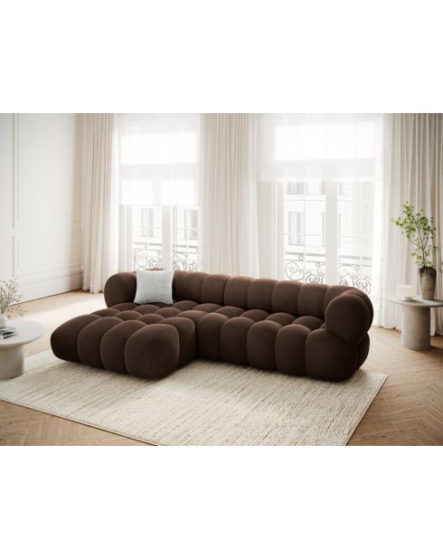 Sofá modular de terciopelo derecho Maurice chocolate - 270x165x70 cm