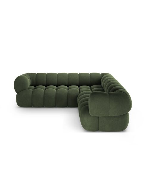 Maurice grünes modulares Ecksofa aus Samt - 245x245x70 cm