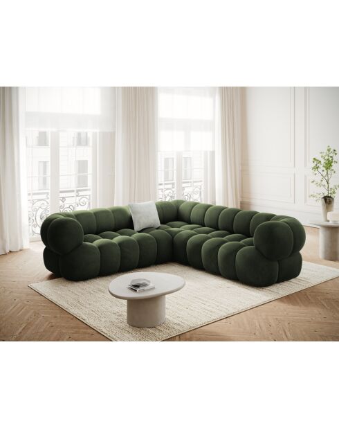 Maurice grünes modulares Ecksofa aus Samt - 245x245x70 cm