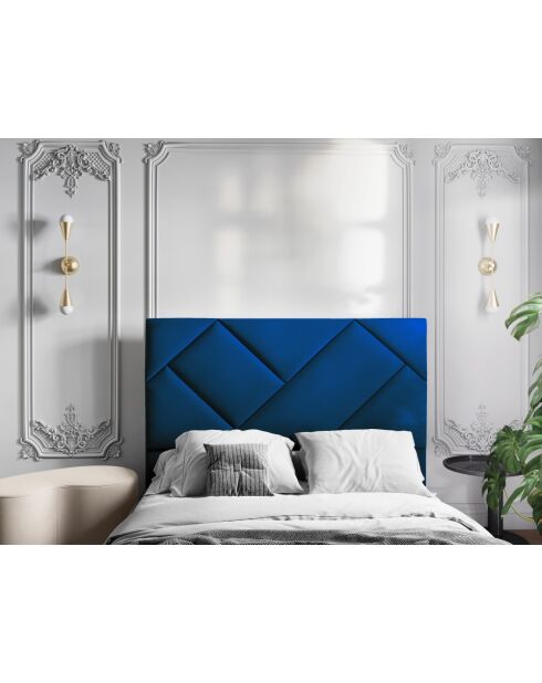 Cabecero Alpilles de terciopelo azul real - 140x8x120 cm