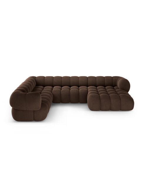 Modulaire panoramische hoekbank van chocoladefluweel Maurice - 335x245x70 cm
