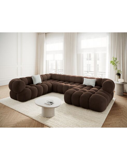 Modulaire panoramische hoekbank van chocoladefluweel Maurice - 335x245x70 cm