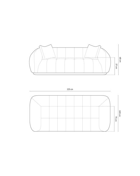 Julia hellgraues Sofa - 225x100x68 cm
