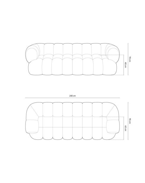 Modulares Sofa Maurice aus grauem Samt - 240x95x70 cm