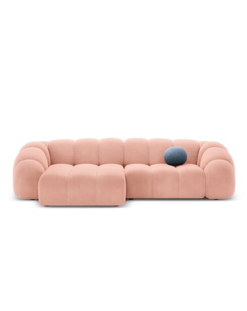 Sofá de esquina izquierda de terciopelo rosa Lyna - 280x182x72 cm