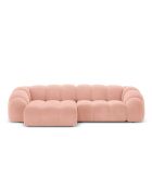 Linkerhoekbank Lyna roze fluweel - 280x182x72 cm