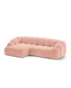 Linkerhoekbank Lyna roze fluweel - 280x182x72 cm