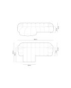 Linkerhoekbank Lyna roze fluweel - 280x182x72 cm