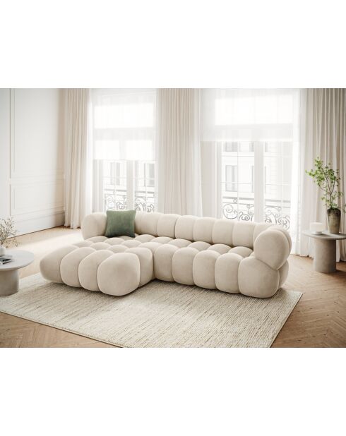 Sofá modular Maurice de terciopelo izquierdo beige claro - 270x165x70 cm