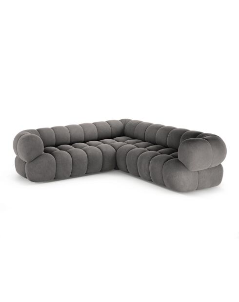Sofá esquinero modular de terciopelo gris Maurice - 245x245x70 cm