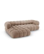 Maurice modulaire fluwelen hoekbank links donkerbeige - 270x165x70 cm