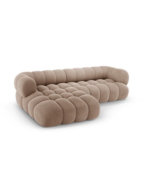 Maurice modulaire fluwelen hoekbank links donkerbeige - 270x165x70 cm