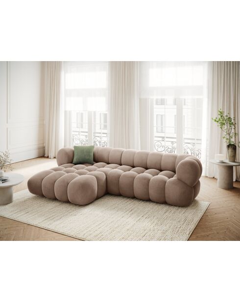 Maurice modulaire fluwelen hoekbank links donkerbeige - 270x165x70 cm