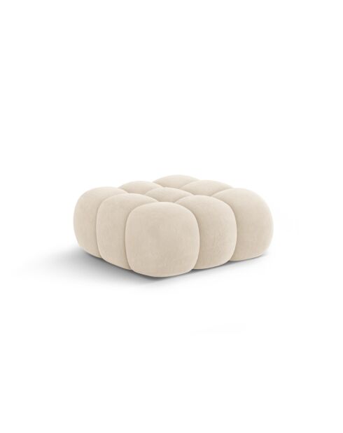 Pouf velours Maurice beige clair - 95x95x40 cm