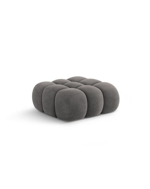 Pouf velours Maurice gris - 95x95x40 cm