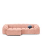 Lyna rechtes Ecksofa aus rosafarbenem Samt - 280x182x72 cm