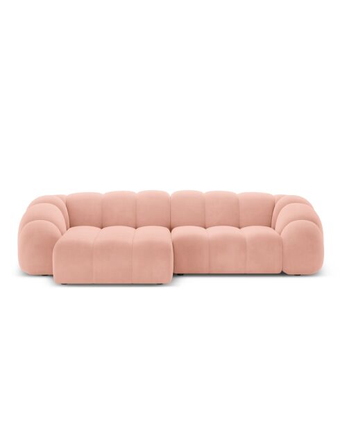 Lyna rechtes Ecksofa aus rosafarbenem Samt - 280x182x72 cm
