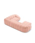 Sofá esquinero panorámico (lado derecho) terciopelo Lyna rosa - 355x225x72 cm