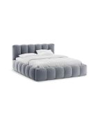 Cama tipo baúl de terciopelo con cabecera Cameron gris - 226x186x95 cm