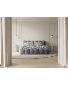 Cama tipo baúl de terciopelo con cabecera Cameron gris - 226x186x95 cm