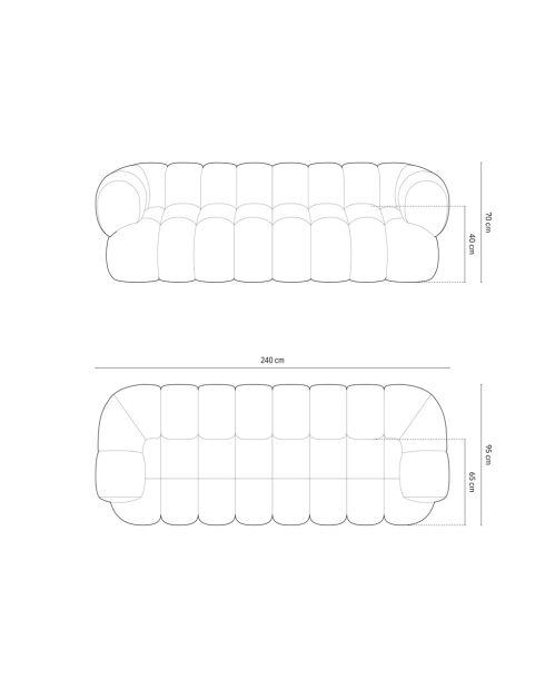 Modulaire fluwelen bank Maurice diep petrol - 240x95x70 cm