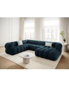 Maurice deep petrol fluwelen modulaire panoramische hoekbank links - 335x245x70 cm