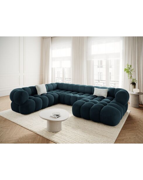 Maurice deep petrol fluwelen modulaire panoramische hoekbank links - 335x245x70 cm