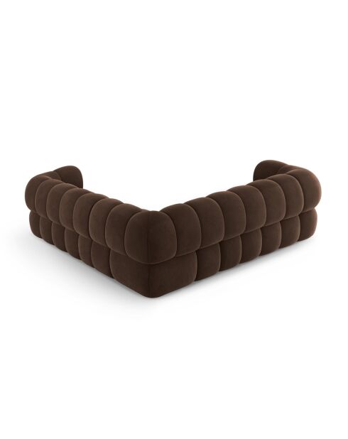 Sofá esquinero modular de terciopelo Maurice chocolate - 245x245x70 cm