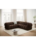 Sofá esquinero modular de terciopelo Maurice chocolate - 245x245x70 cm
