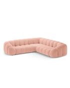 Sofá esquinero simétrico de terciopelo rosa Lyna - 282x282x72 cm