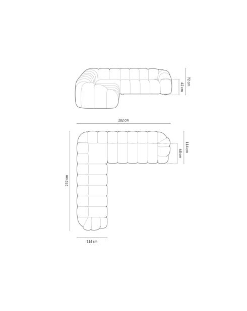 Sofá esquinero simétrico de terciopelo rosa Lyna - 282x282x72 cm
