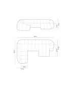 Panoramische hoekbank (linkerzijde) fluweel Lyna roze - 355x225x72 cm