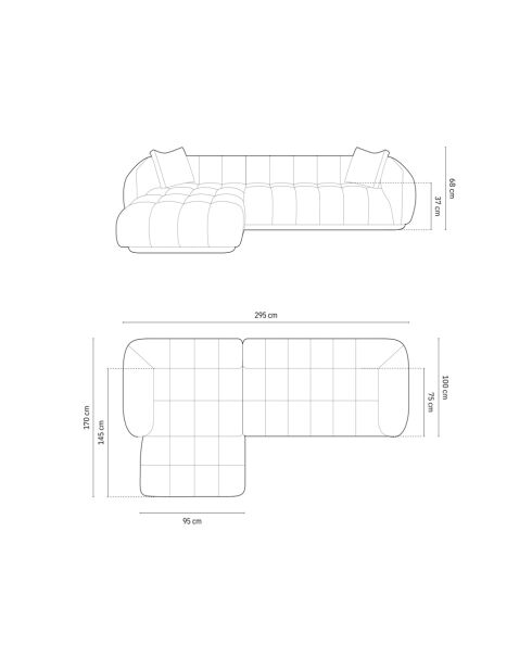 Julia modulares linkes Ecksofa hellgrau - 295x170x68 cm