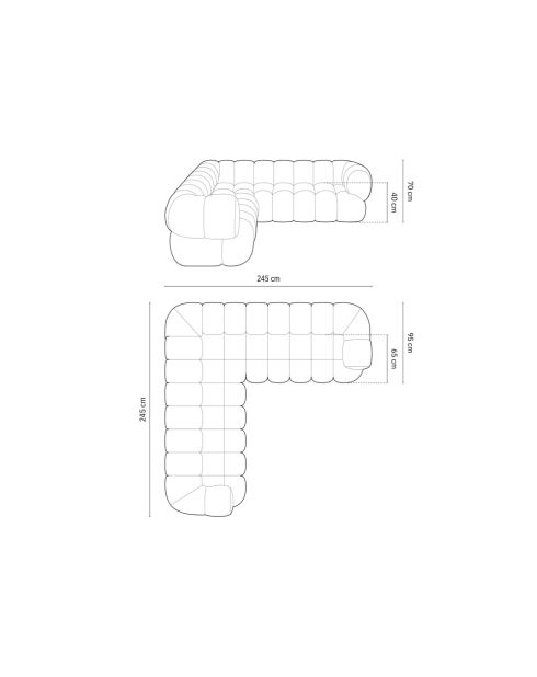 Modulares Ecksofa Maurice aus Samt dunkelbeige - 245x245x70 cm
