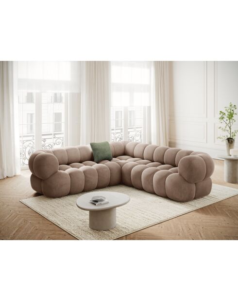Modulares Ecksofa Maurice aus Samt dunkelbeige - 245x245x70 cm