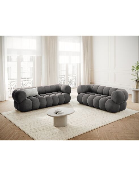 Maurice graues Samtsofa - 210x95x70 cm